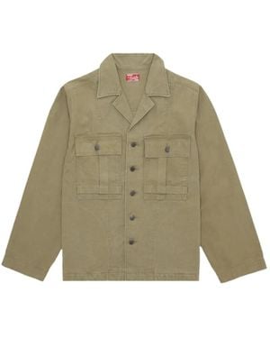 Fortela Richard Button Front-Pocket Overshirt - Green