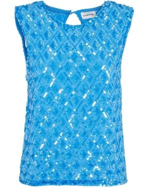 P.A.R.O.S.H. Top Verfraaid Met Pailletten - Blauw