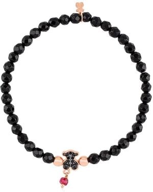 Tous Bear-Charm Beaded Bracelet - Black