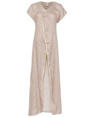 Dolci Follie Pinstriped Linen Maxi Cover-Up - Natural