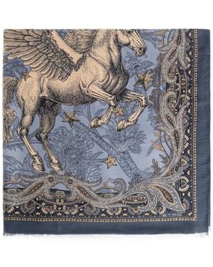 Etro Pegasus Paisley-Print Scarf - Grey