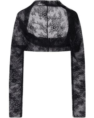 Alberta Ferretti Floral-Lace Bolero Blouse - Black