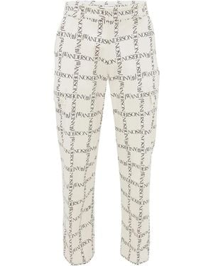JW Anderson Logo-Print Straight-Leg Trousers - Natural