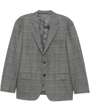 Canali Check-Pattern Single-Breasted Suit - Grey
