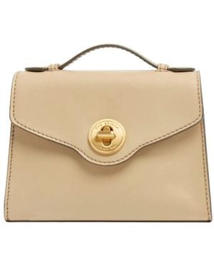 The Bridge Leather Twist-Lock Tote Bag - Natural