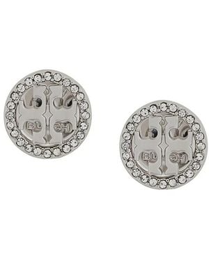 Tory Burch Icon Pave Stud Earrings - Metallic