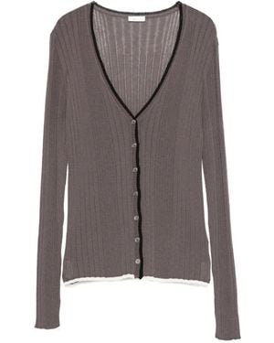 Roberto Collina V-Neck Ribbed Cardigan - Brown