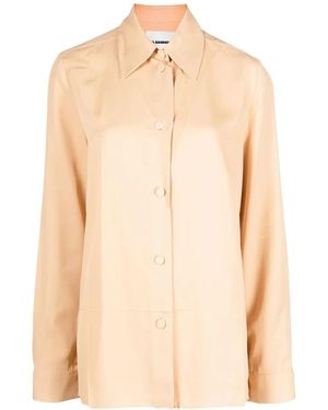 Jil Sander Classic Collar Buttoned Blouse - Natural