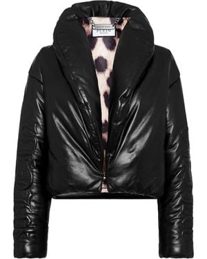 Philipp Plein Skull & Bones Leather Biker Jacket - Black