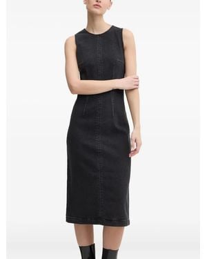 HUGO Sleeveless Seam-Detail Midi Dress - Black