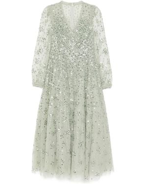 Needle & Thread Leila Dot V-Neck Ankle Gown - White