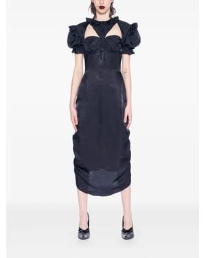 Pushbutton Gerüschtes Kleid mit Cut-Out - Blau