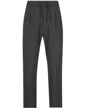 Herno Pinstripe-Pattern Drawstring Pants - Gray