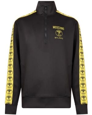 Moschino Logo-Print Half-Zip Sweatshirt - Black