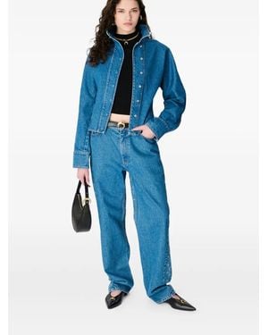 Marine Serre Jeans Moon Laser A Gamba Ampia - Blu