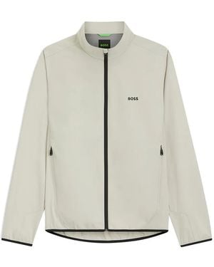 BOSS Logo-Print Zip-Up Jacket - White