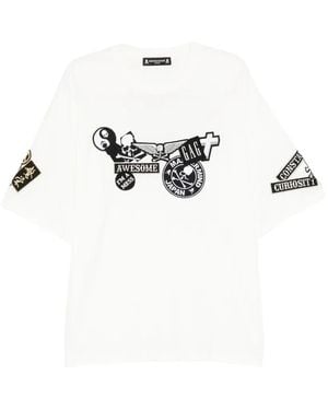 Mastermind Japan Patch-Detail Round Neck T-Shirt - White