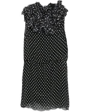 N°21 Polka Dot Ruffled Midi Dress - Black