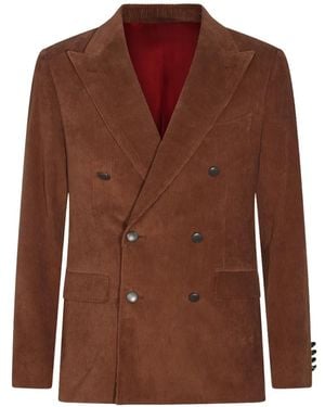 Canali Capri Double-Breasted Corduroy Blazer - Brown