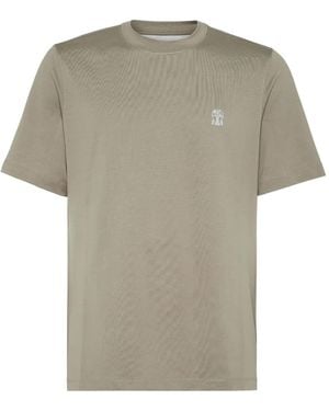 Brunello Cucinelli T-Shirt Mit Logo-Print - Grau