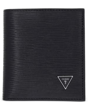 Guess Milano Logo-Plaque Textured Wallet - Black