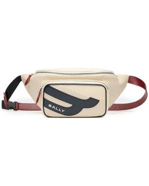 Bally Tennis Collection Perforated Leather Belt Bag - White