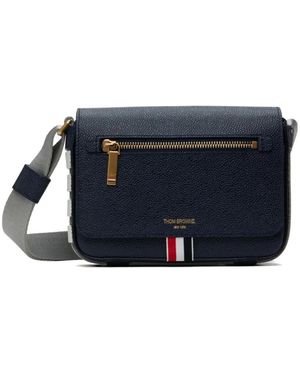 Thom Browne Pebbled Rwb Stripe Shoulder Bag - Blue