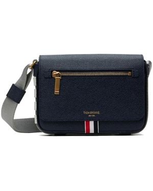 Thom Browne Pebbled Rwb Stripe Shoulder Bag - Blue
