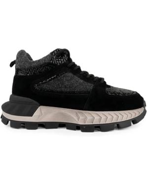 Linda Baumann Snakeskin-Effect Panelled Trainers - Black