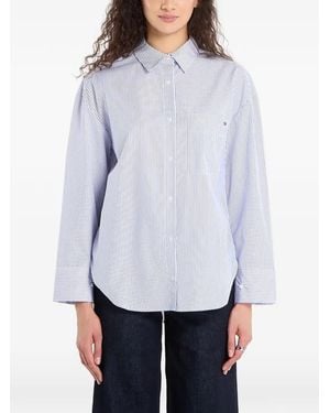 Tommy Hilfiger Stripe-Pattern Button-Up Shirt - White