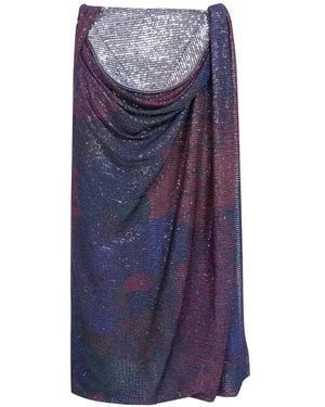 Maison Margiela Printed Paillettes Draped Maxi Skirt - Purple