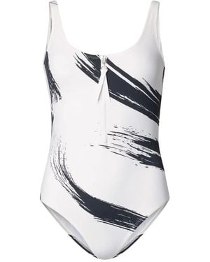 Loulou de Saison Minea Zipped Printed Swimsuit - White