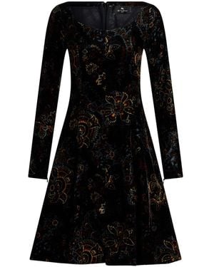 Etro Velted Printed Mini Dress - Black