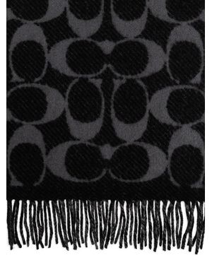 COACH Pañuelo con flecos - Negro