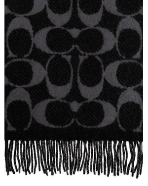 COACH Sjaal Met Franje En Jacquard - Zwart