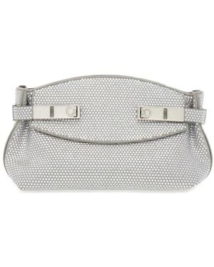 Ferragamo Hug Crystal-Embellished Clutch Bag - Gray