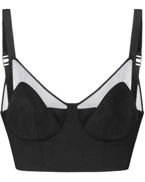 Elisabetta Franchi Cool Wool And Tulle Top - Black