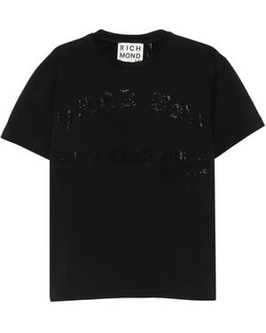 John Richmond Round-Neck Embellished T-Shirt - Black