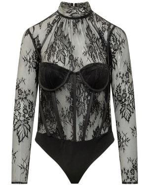 ACTUALEE Body À Empiècements Et Détails En Dentelle - Black