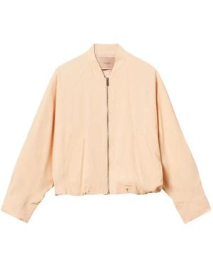 Twinset Bomber Jacket With Kimono Sleeves - Natural