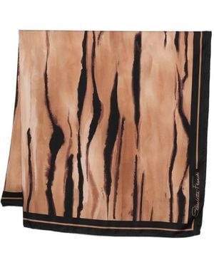 Elisabetta Franchi Foulard En Sergé De Soie À Imprimé Tigre - Brown