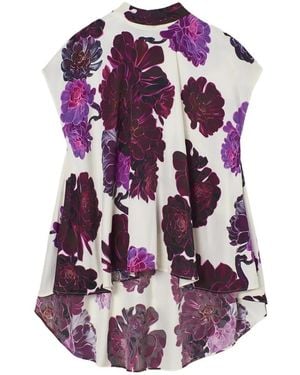 Psophia Aeonium Floral-Print High-Low Top - Purple
