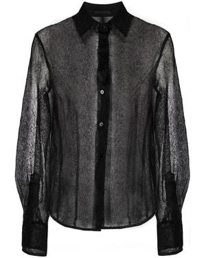 Helmut Lang Semi-Sheer Mesh-Design Shirt - Black
