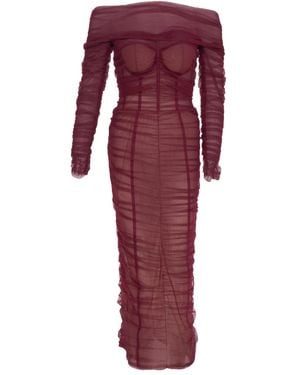 Ana Radu Off-Shoulder Ruched Dress - Red