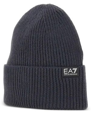EA7 Geribbelde Muts Met Logo - Blauw