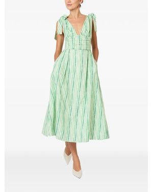 Rosie Assoulin Tied-Sleeves Striped Dress - Green
