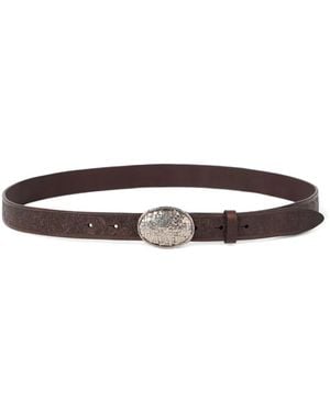 Brunello Cucinelli Embossed Woven-Buckle Belt - White