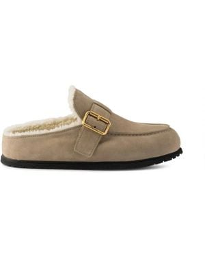 Prada Suede Mules - Neutre