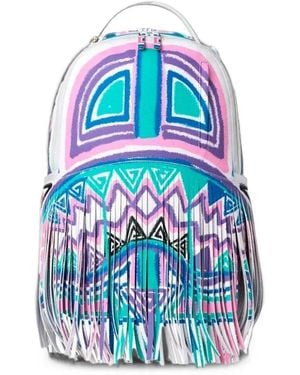 Sprayground Fringed Graphic-Print Backpack - Blue