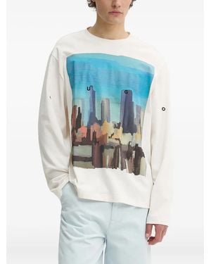 HUGO Cityscape Long-Sleeved T-Shirt - Blue